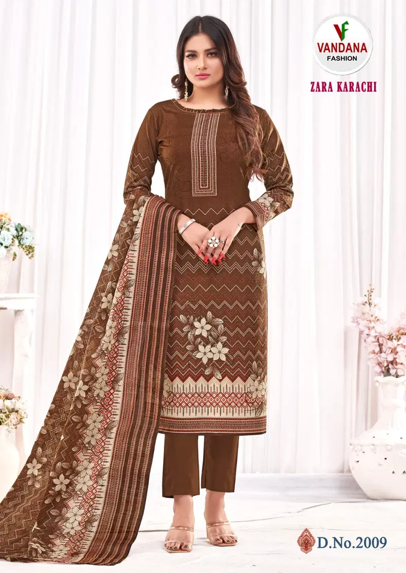 Vandana F Zara Karachi Vol 2 Cotton Dress Material Catalog

